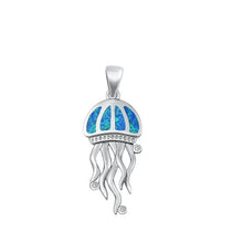 Load image into Gallery viewer, Sterling Silver Jellyfish Blue Lab Opal Pendant