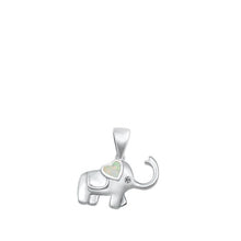 Load image into Gallery viewer, Sterling Silver Elephant White Lab Opal Pendant
