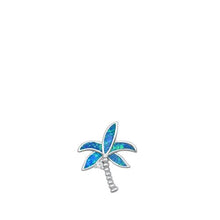 Load image into Gallery viewer, Sterling Silver Palm Tree Blue Lab Opal Pendant