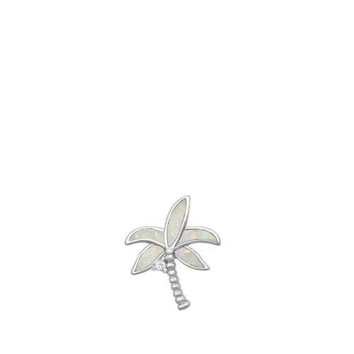 Sterling Silver Palm Tree White Lab Opal Pendant