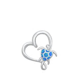 Sterling Silver Claddagh in Heart Blue Lab Opal Pendant