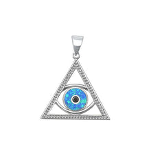 Load image into Gallery viewer, Sterling Silver Rhodium Plated Eye of Providence Blue Lab Opal Pendant