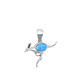 Sterling Silver Rhodium Plated Kangaroo Blue Lab Opal Pendant