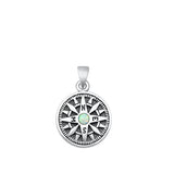 Sterling Silver Oxidized Compass White Lab Opal Pendant