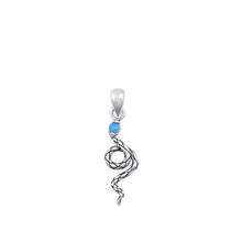 Load image into Gallery viewer, Sterling Silver Oxidized Snake Blue Lab Opal Pendant Face Height-16.1mm