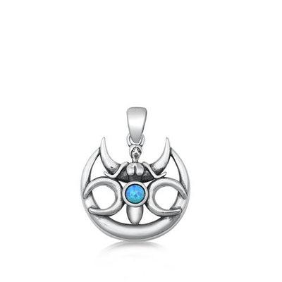 Sterling Silver Angel Blue Lab Opal Pendant