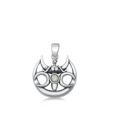 Sterling Silver Angel White Lab Opal Pendant