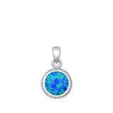 Sterling Silver Oxidized Blue Lab Opal Pendant-10.5mm