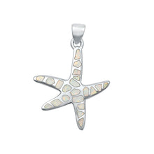 Load image into Gallery viewer, Sterling Silver Rhodium Plated Starfish White Lab Opal Pendant