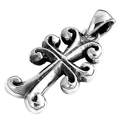 Sterling Silver Oxidized Finishing Cross Plain PendantAnd Pendant Height 26mm