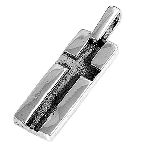 Sterling Silver Oxidized Finishing Cross Plain PendantAnd Pendant Height 23mm