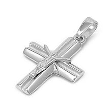 Load image into Gallery viewer, Sterling Silver Patterned Crucifix Thick Pendant with Pendant Height of 22MM