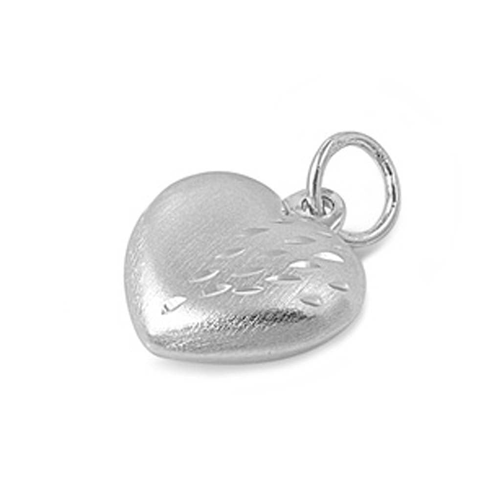 Sterling Siver Classy Puffed Heart Pendant with Etch DesignAnd Height 15 MM