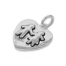 Load image into Gallery viewer, Sterling Silver Heart Pendant with Carved Boy and Girl Holding HandsAnd Height 16 MM