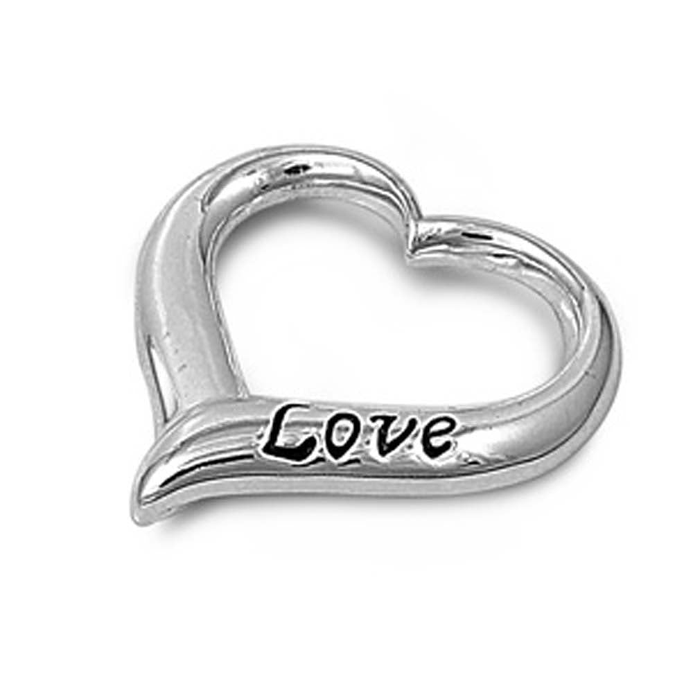 Sterling Silver Floating Heart Pendant with Engraved  LOVE  On The SideAnd Height 26MM