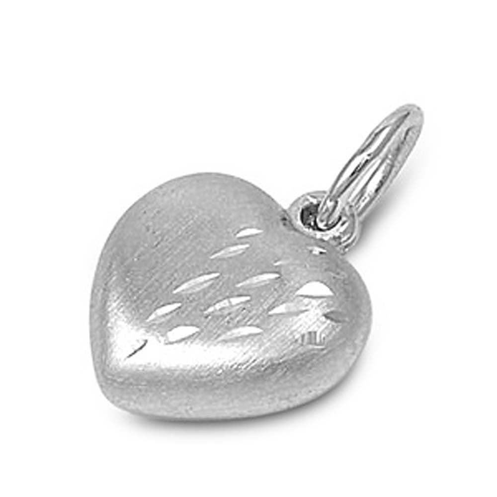 Sterling Siver Classy Puffed Heart Pendant with Etch DesignAnd Height 10 MM