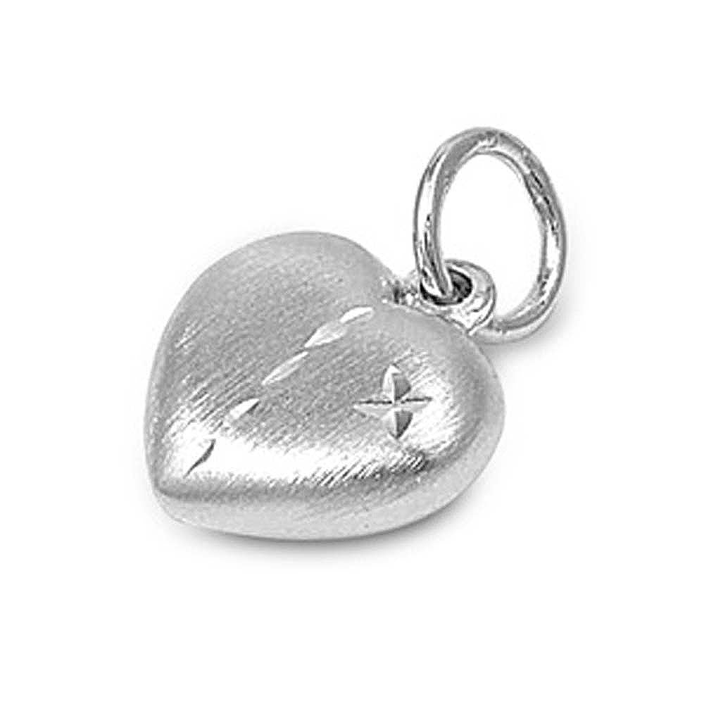 Sterling Siver Classy Puffed Heart Pendant with Etch DesignAnd Height 10 MM