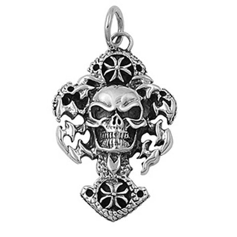 Sterling Silver Skull Shape PendantAndHeight 41mm