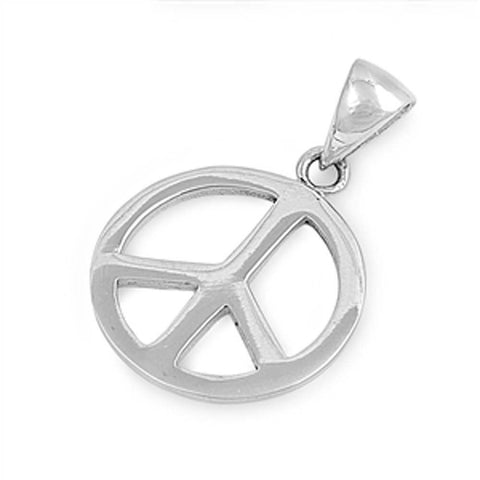 Sterling Silver Peace Sign Shape PendantAndHeight 18mm