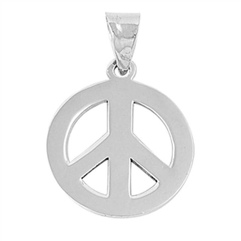 Sterling Silver Peace Sign Shape PendantAndHeight 22mm