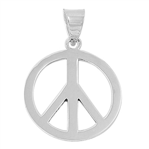 Sterling Silver Peace Sign Shape PendantAndHeight 30mm