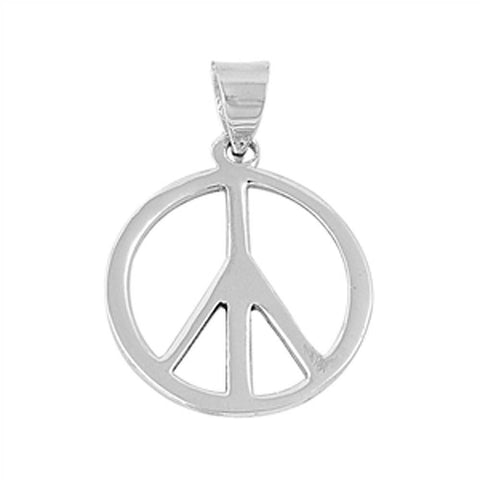 Sterling Silver Peace Sign Shape PendantAndHeight 19mm