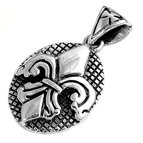 Sterling Silver Fleur De Lise Shape PendantAndHeight 34mm