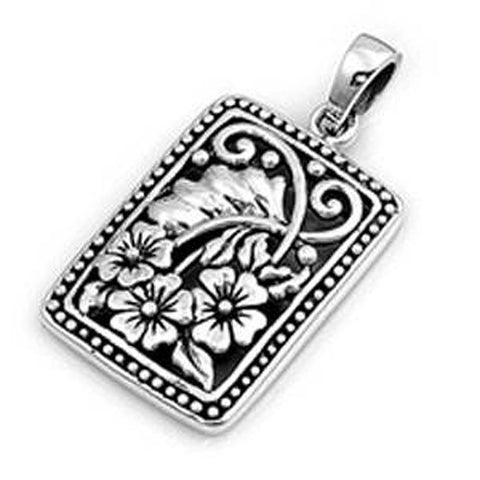 Sterling Silver Plumeria Shape PendantAndHeight 28mm