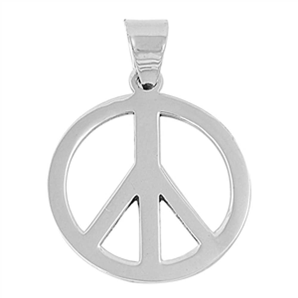 Sterling Silver Peace of Sign Shape PendantAndHeight 25mm