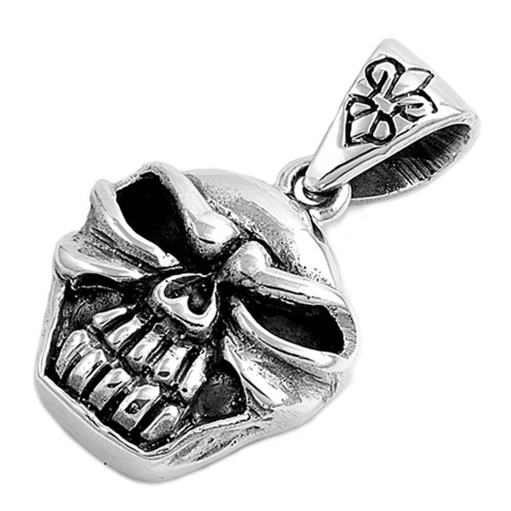 Sterling Silver Oxidized Skull Shape PendantAndHeight 33mm
