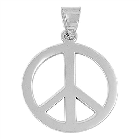 Sterling Silver Peace Sign Shape PendantAndHeight 26mm