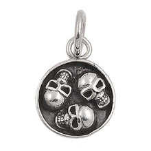 Load image into Gallery viewer, Sterling Silver Antique Style Three Skull Heads Pendant with Pendant Height of 16MM