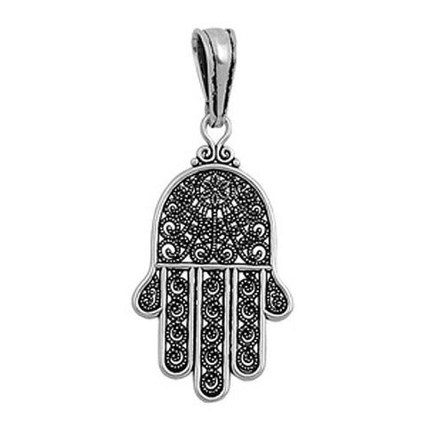 Sterling Silver Antique Style Hand with Filigree Design PendantAnd Pendant Height of 27MM