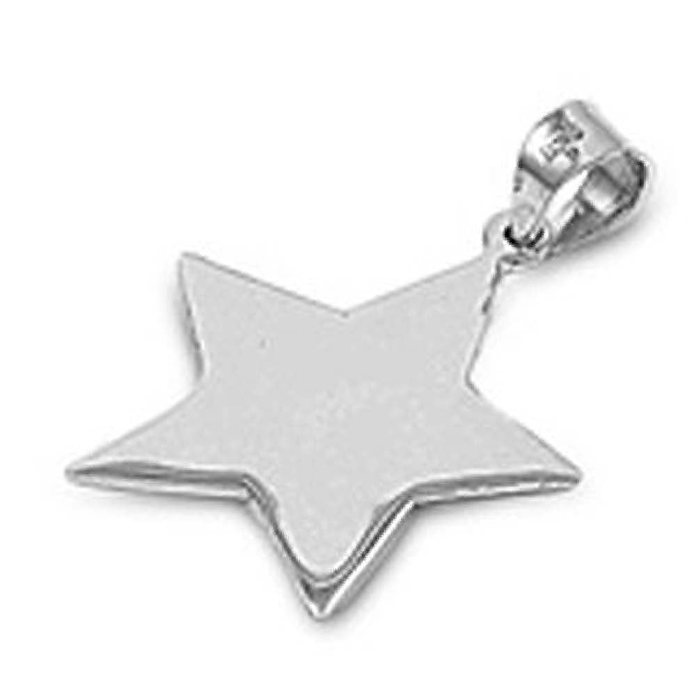 Sterling Silver Plain Star Pendant with Pendant Height of 27MM