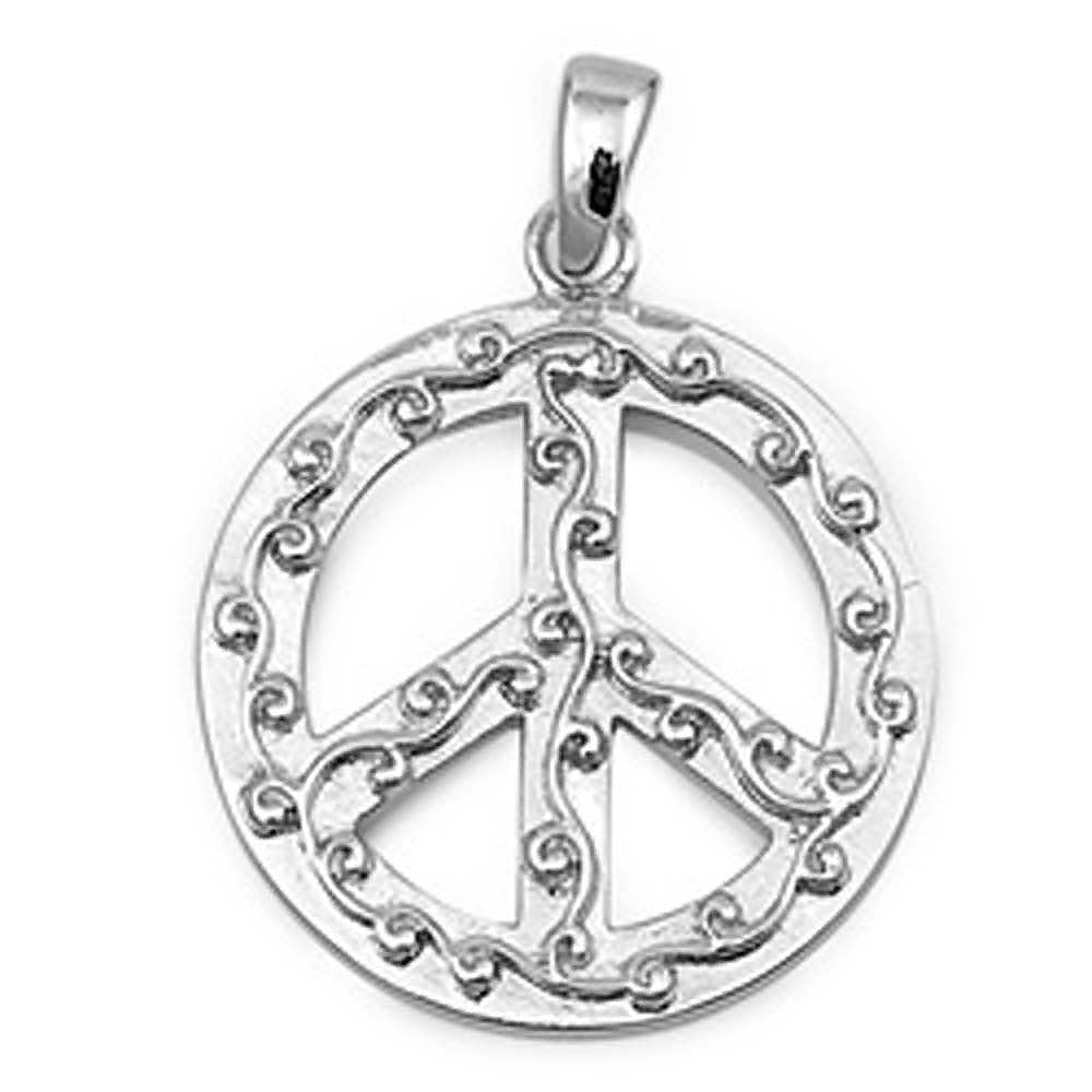 Sterling Silver Peace Sign Shape PendantAndHeight 24mm