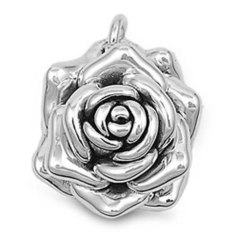 Sterling Silver Rose Shape PendantAndHeight 31mm