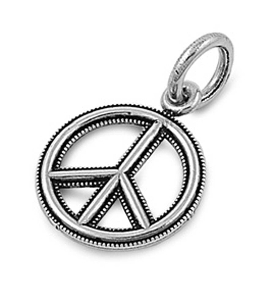Sterling Silver Modish Peace Sign Pendant with Pendant Height of 13MM