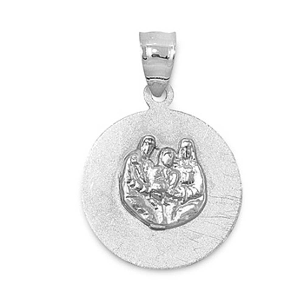 Sterling Silver Round Plate with Holy Trinity Design PendantAnd Pendant Height of 16MM