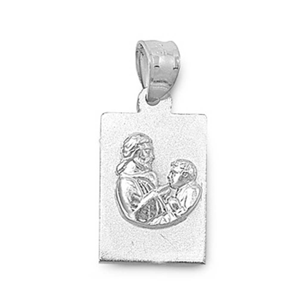 Sterling Silver Plate with Jesus Design PendantAnd Pendant Height of 16MM
