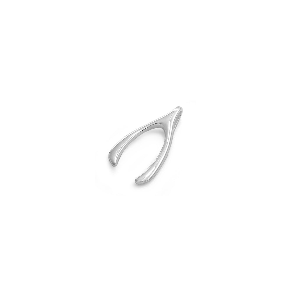 Sterling Silver Modish Plain Wish Bone Pendant with Pendant Height of 23MM