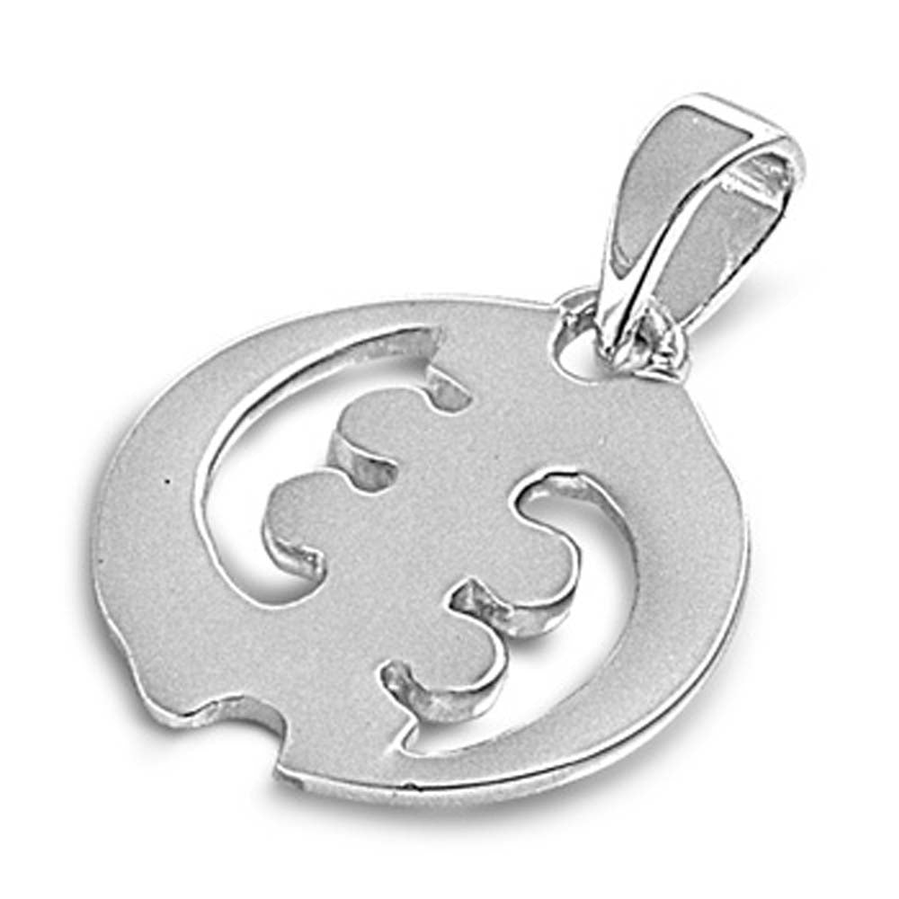 Sterling Silver Circle Shape PendantAndHeight 48mm