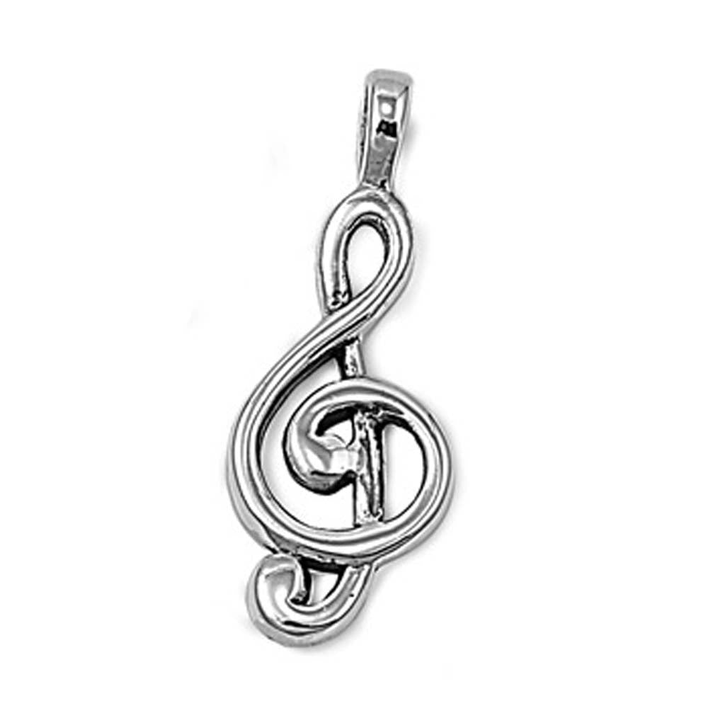 Sterling Silver Trendy Music Note Pendant with Pendant Height of 21MM