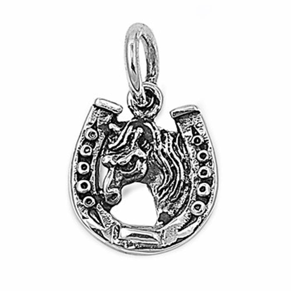 Sterling Silver Stylish Horse Shoe Pendant with Pendant Height of 13MM