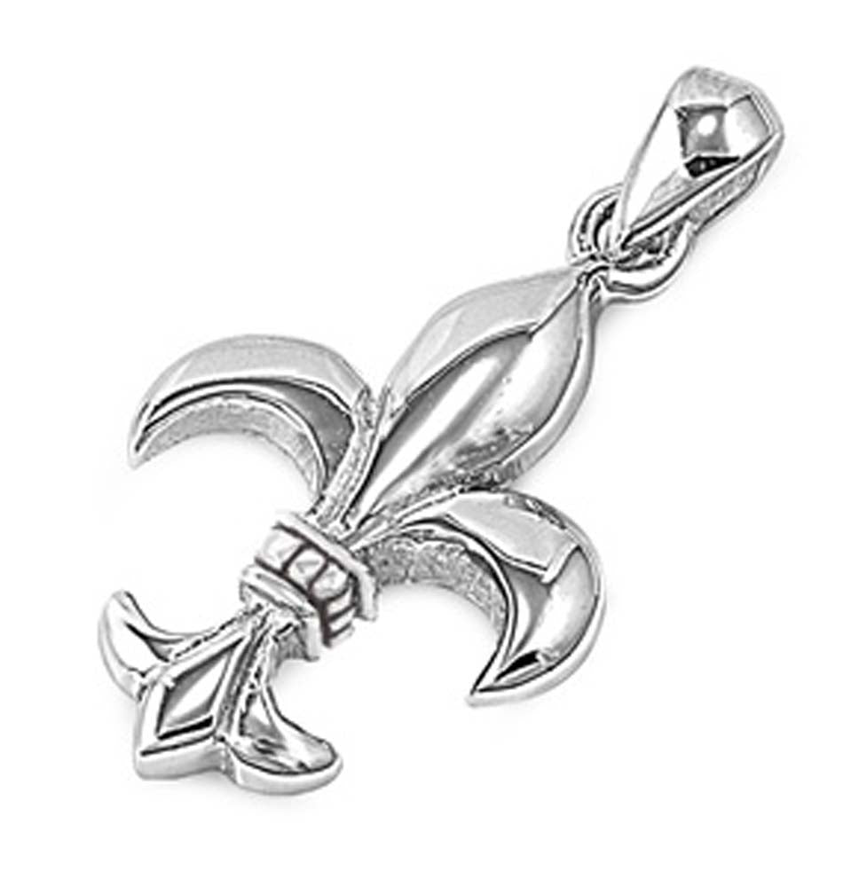 Sterling Silver Modish Fleur De Lise Pendant with Pendant Height of 23MM