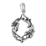 Sterling Silver Fancy Antique Style Flower Pendant with Pendant Height of 25MM