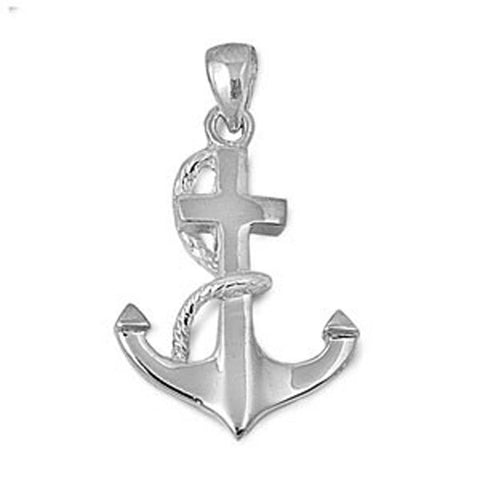 Sterling Silver Anchor Shape PendantAndHeight 19mm