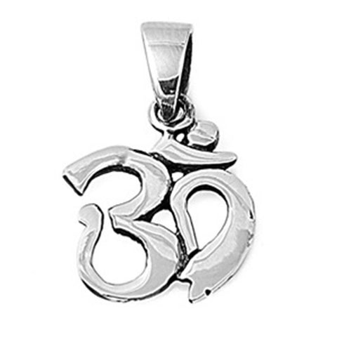 Sterling Silver Om Sign Shape PendantAndHeight 16mm