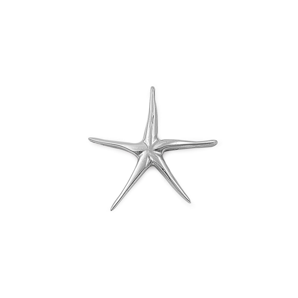 Sterling Silver Plain Starfish Pendant with Pendant Height of 30MM