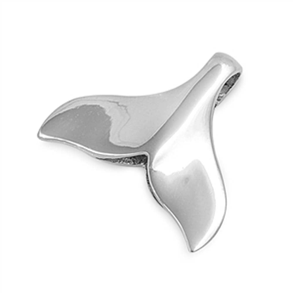 Sterling Silver Plain Modish Whale Tail Pendant with Pendant Height of 19MM