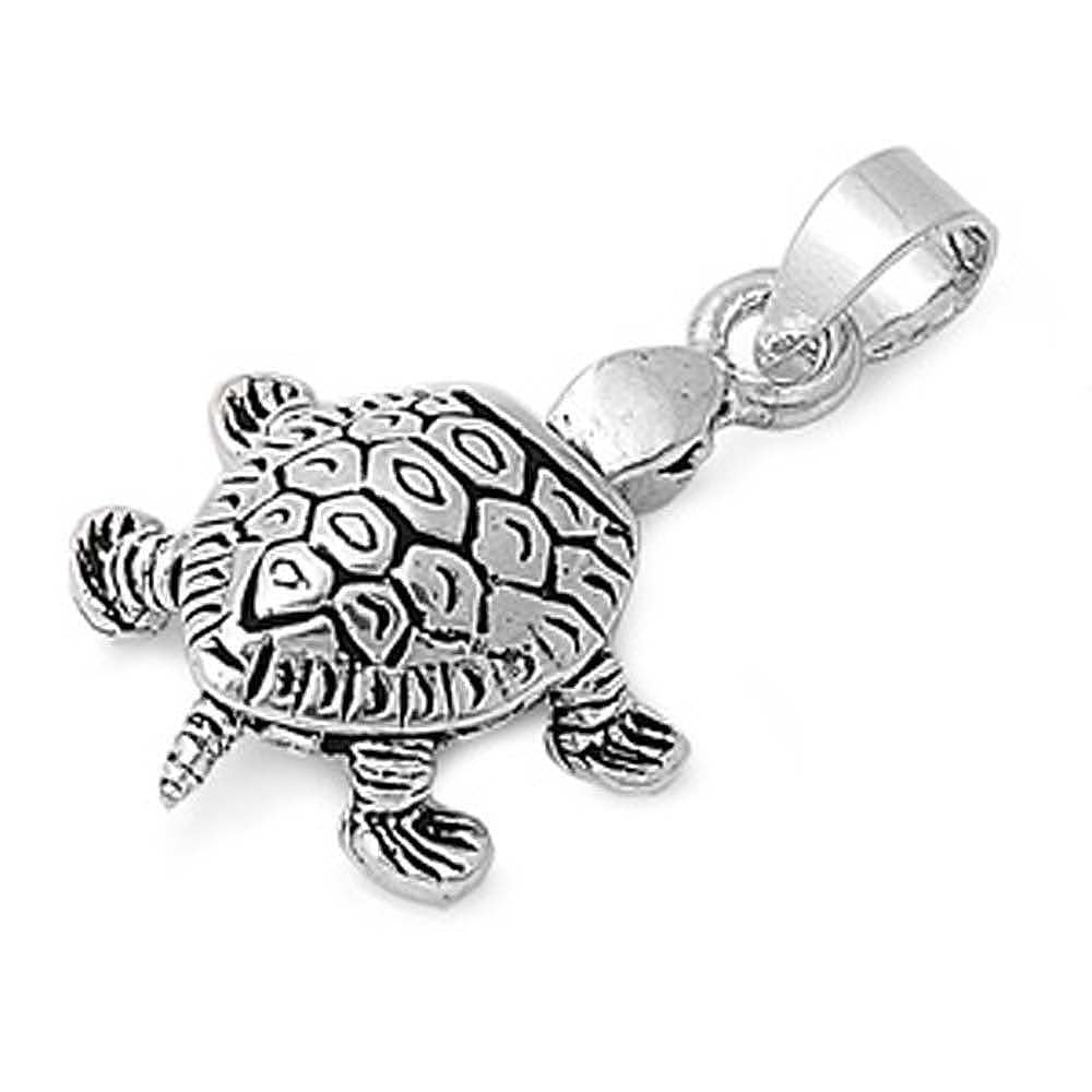 Sterling Silver Modish Turtle Pendant with Pendant Height of 24MM